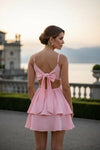 Vestido curto de alça rosa claro