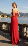 Vestido Longo vermelho tomara que caia com fenda